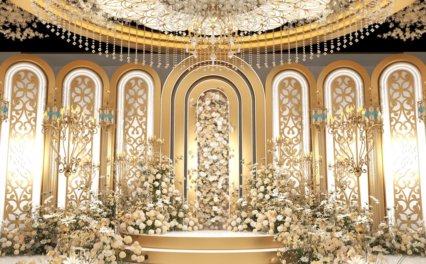 维西香槟色调婚礼堂效果展示